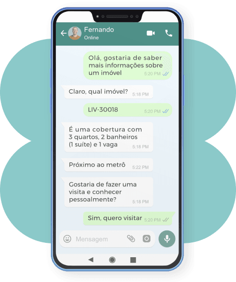 Imagem de um celular com o WhatsApp aberto